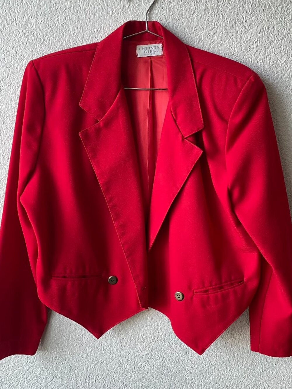 Christy Girl New York Women's Red Blazer Vintage Cropped